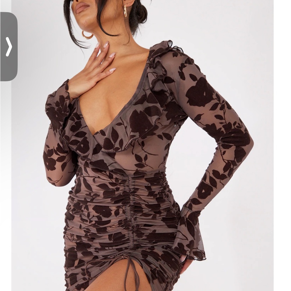 PLT - Floral Brown Wrap Dress